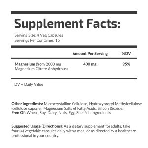 Упаковка Magnesium Citrate 100 mg Fuel Up 60 капсул, збоку.