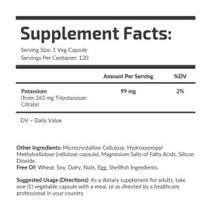 Упаковка Potassium Citrate 99 mg Fuel Up 120 капсул, збоку.