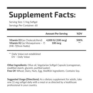 Банка Vitamin D3 + K2 4000/100 Fuel Up 60 шт, збоку.