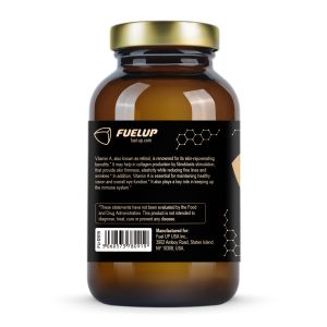 Склад вітаміну А 25000 МО Fuel Up на етикетці 250 softgels