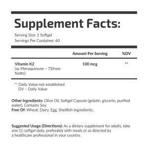 Банка Vitamin K2 MK-7 Fuel Up 60 softgels, вигляд збоку.